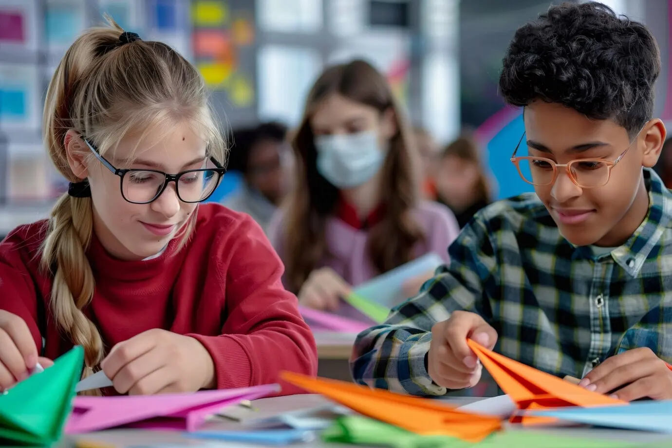 Kağıt uçakla oynayan çocuk