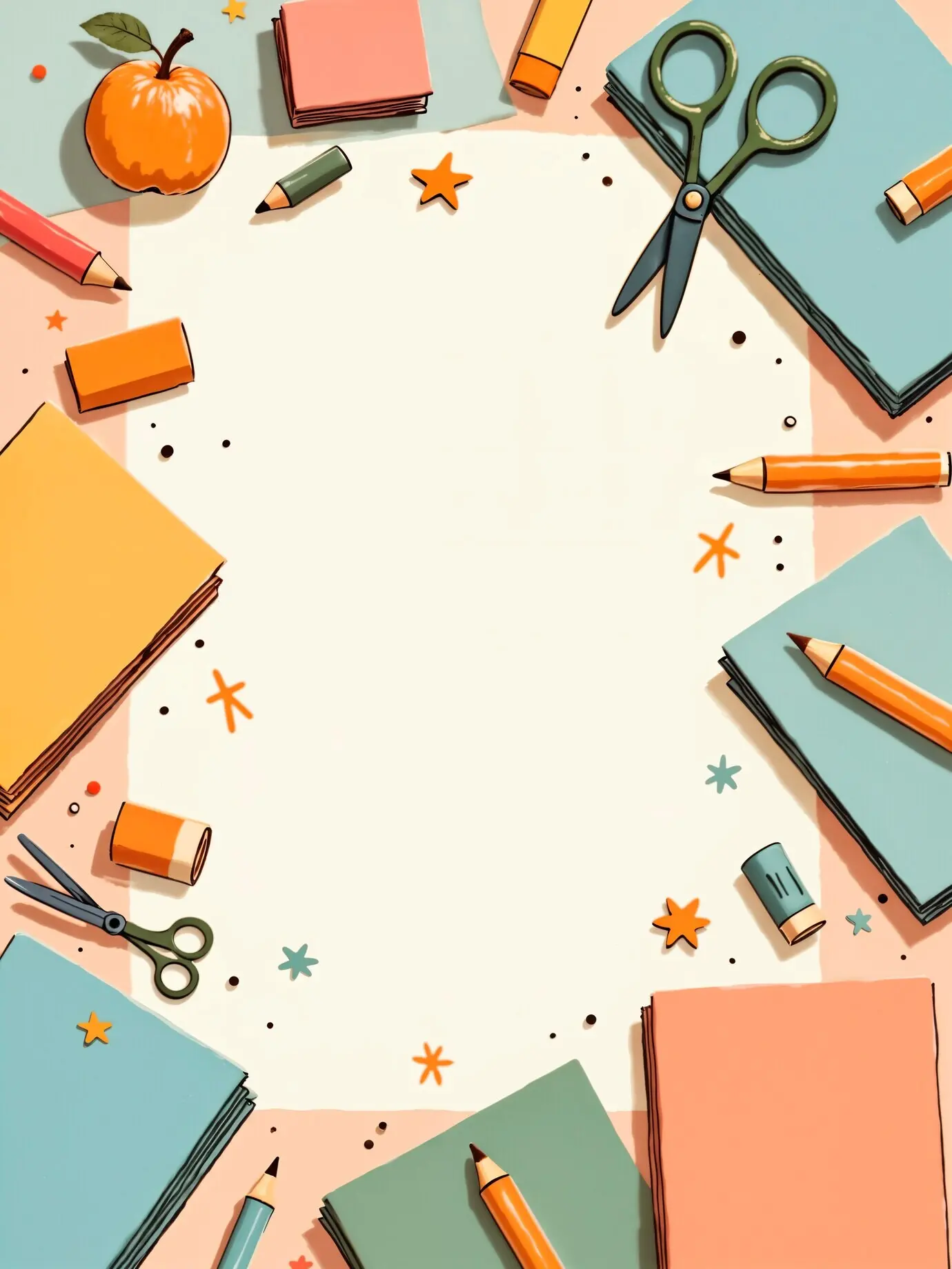 Okul gereçlerinin yaratıcı dizilimi